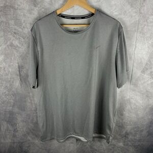 Nike Running Dri-FIT Shirt Mens XL Grey Short Sleeve Training Tee DV9315-084